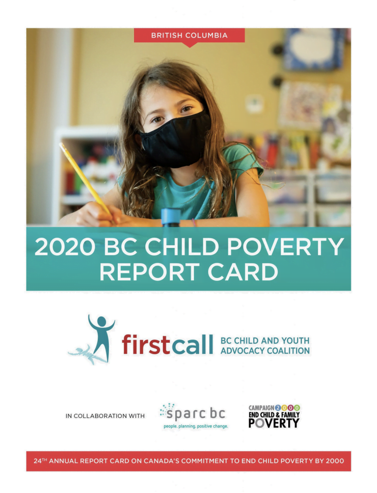 Report cover: 2020 BC Child Poverty Report Card