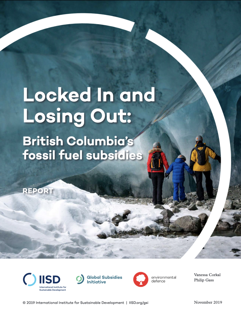 Report cover: Locked In and Losing Out: British Columbia’s fossil fuel subsidies