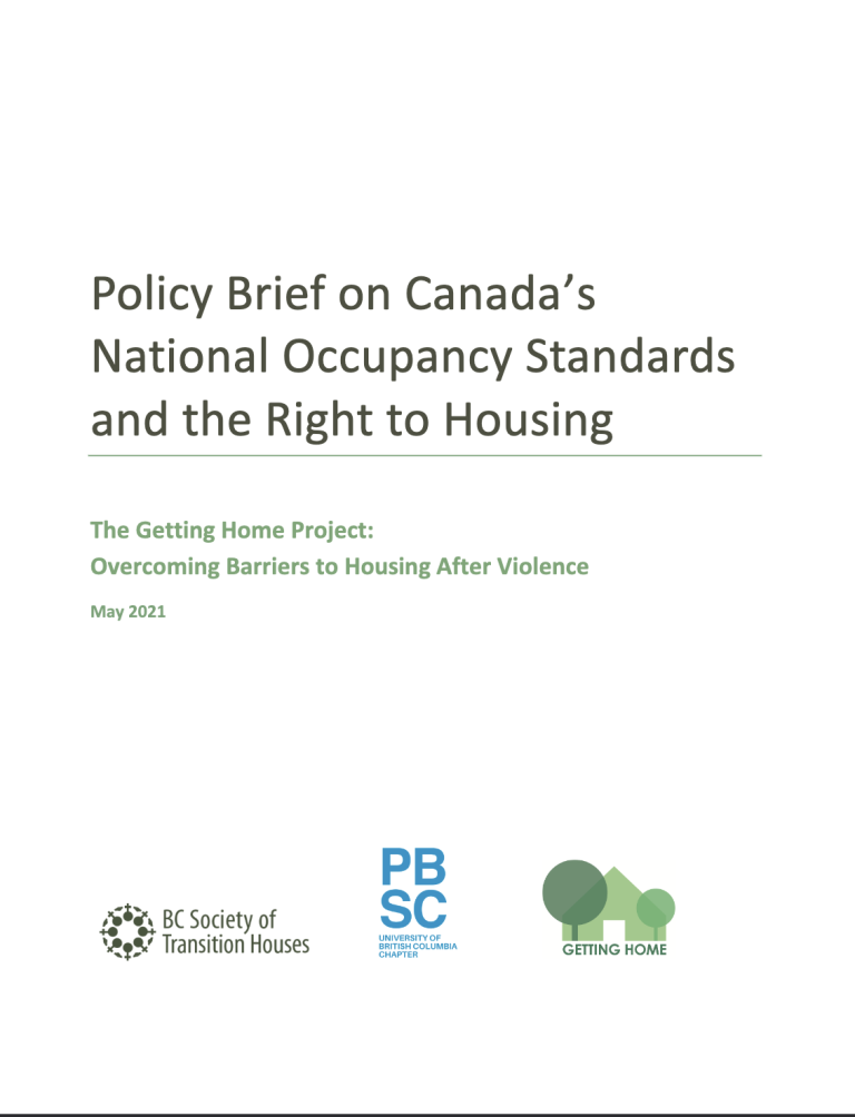 Report cover: Policy Brief on Canada’s National Occupancy Standards and the Right to Housing