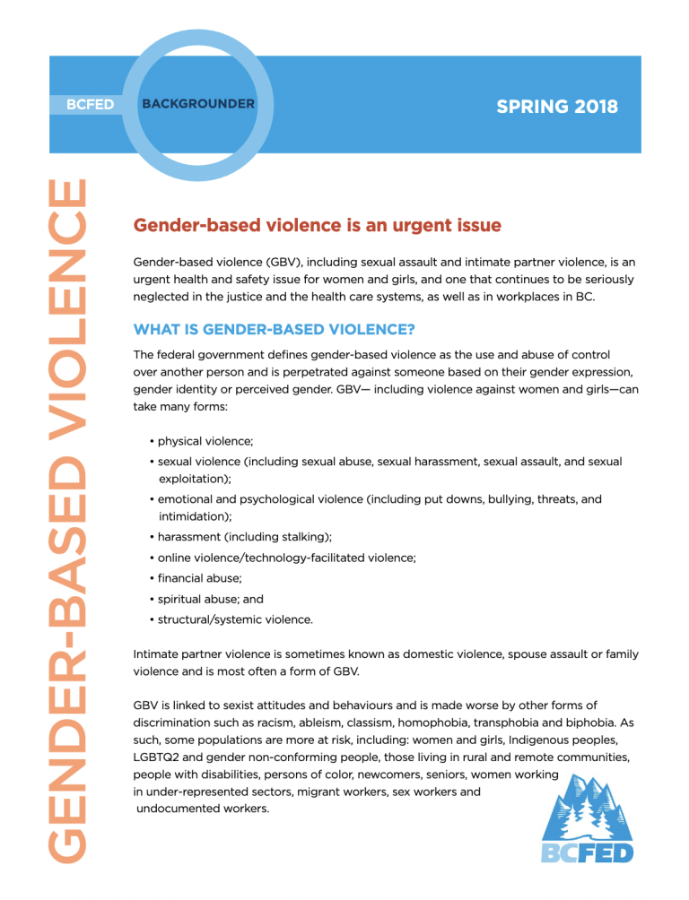 Cover page: ﻿Gender-Based Violence