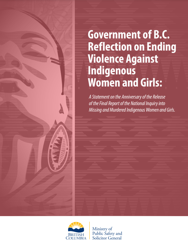 Cover: Government of B.C. Reflection on Ending Violence Against Indigenous Women and Girls