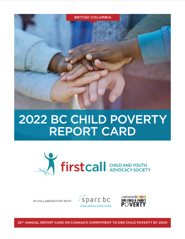 Report cover: 2022 BC Child Poverty Report Card