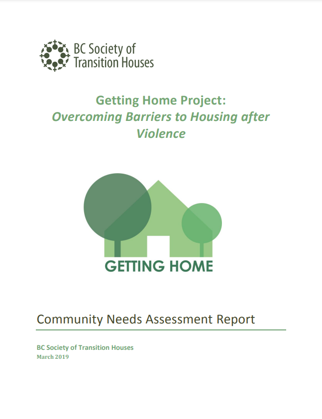 Report cover: Getting Home Project: Overcoming Barriers to Housing after Violence - Community Needs Assessment Report